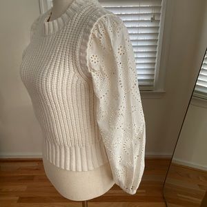 NWT Rails Ivory Dhalia Eyelet Lace Combo Sweater, XS